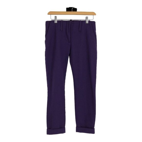 Acne Purple Brooke Turn Up Trousers Cropped Slim Low waist Cashmere Blend 34 = 2 - Picture 2 of 15